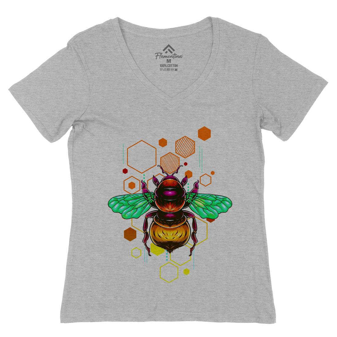 Honey Bee Womens Organic V-Neck T-Shirt Nature B987