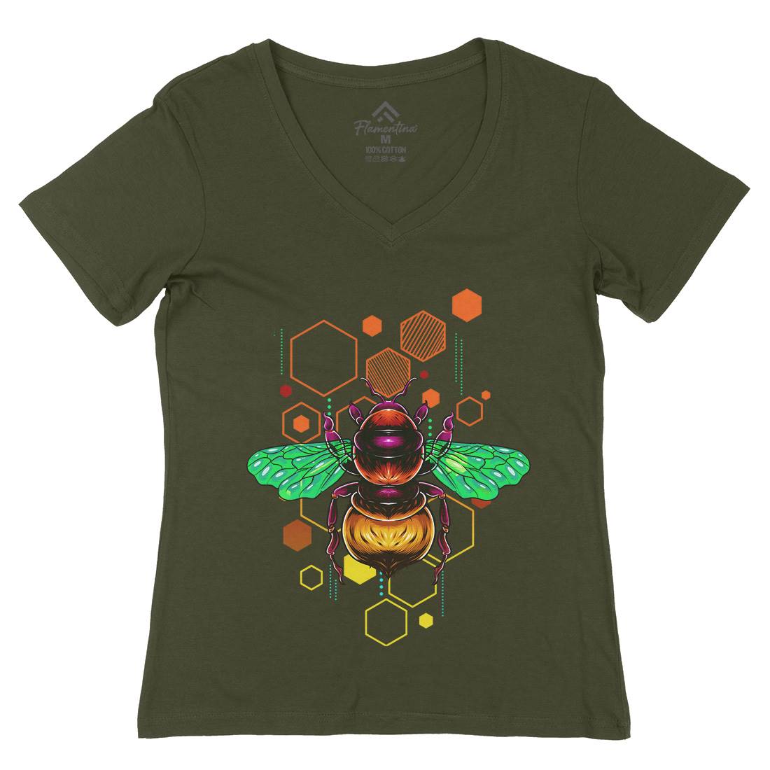 Honey Bee Womens Organic V-Neck T-Shirt Nature B987