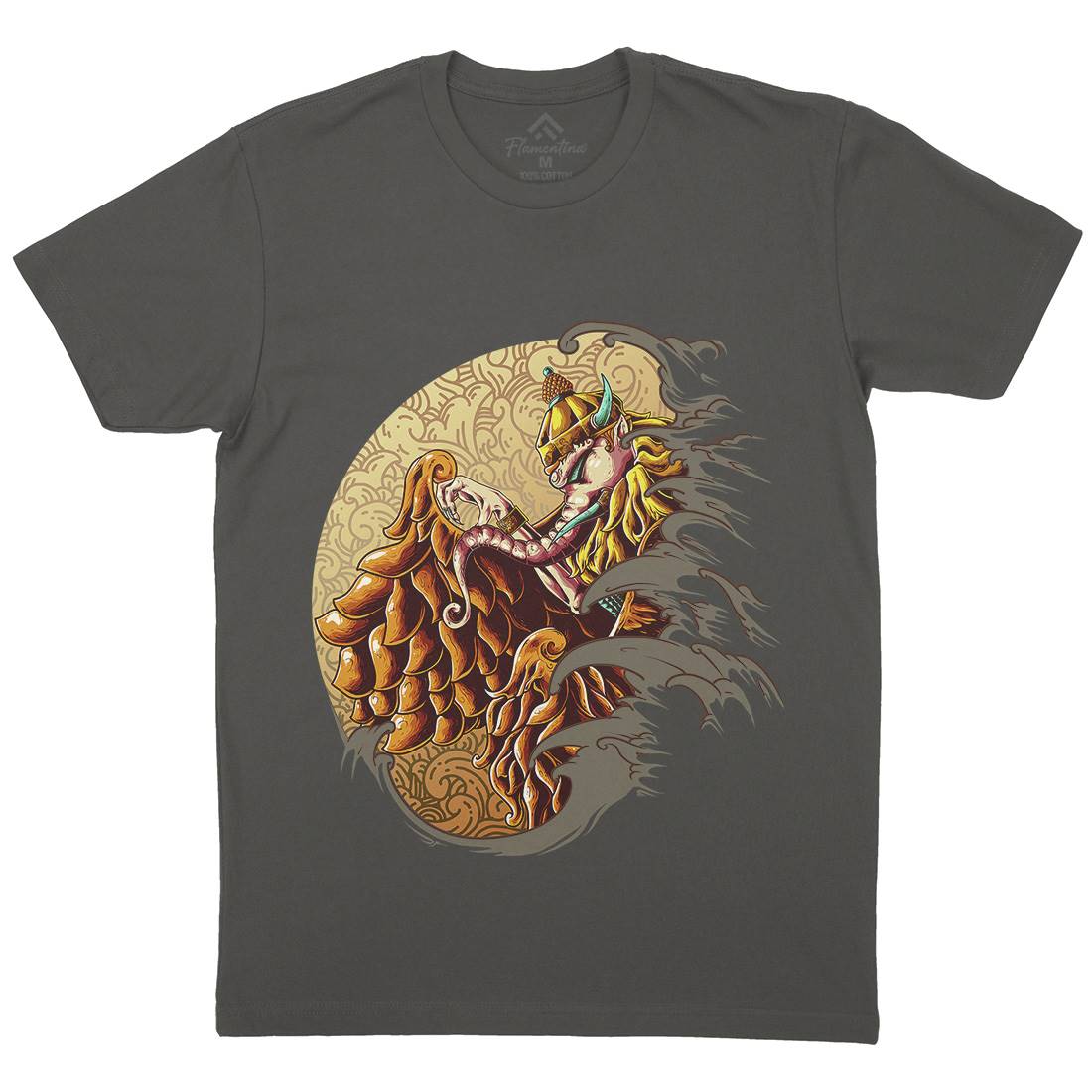 Mythical Elephant Mens Organic Crew Neck T-Shirt Asian B988