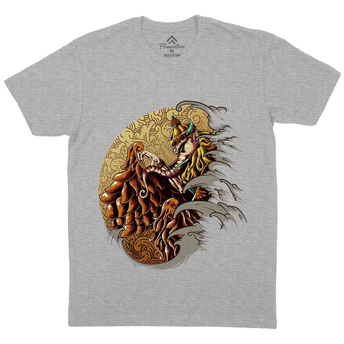 Mythical Elephant Mens Organic Crew Neck T-Shirt Asian B988