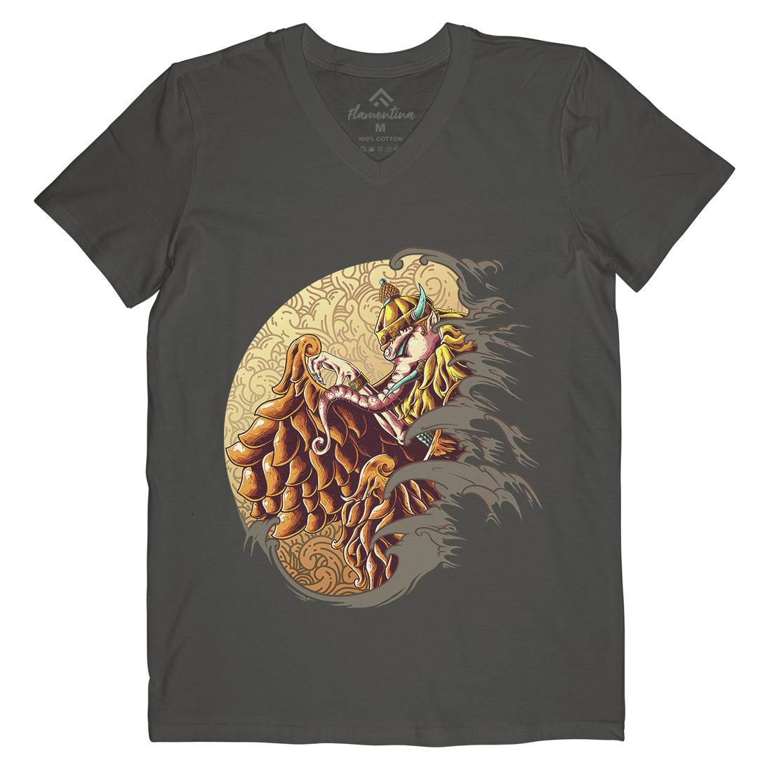 Mythical Elephant Mens V-Neck T-Shirt Asian B988