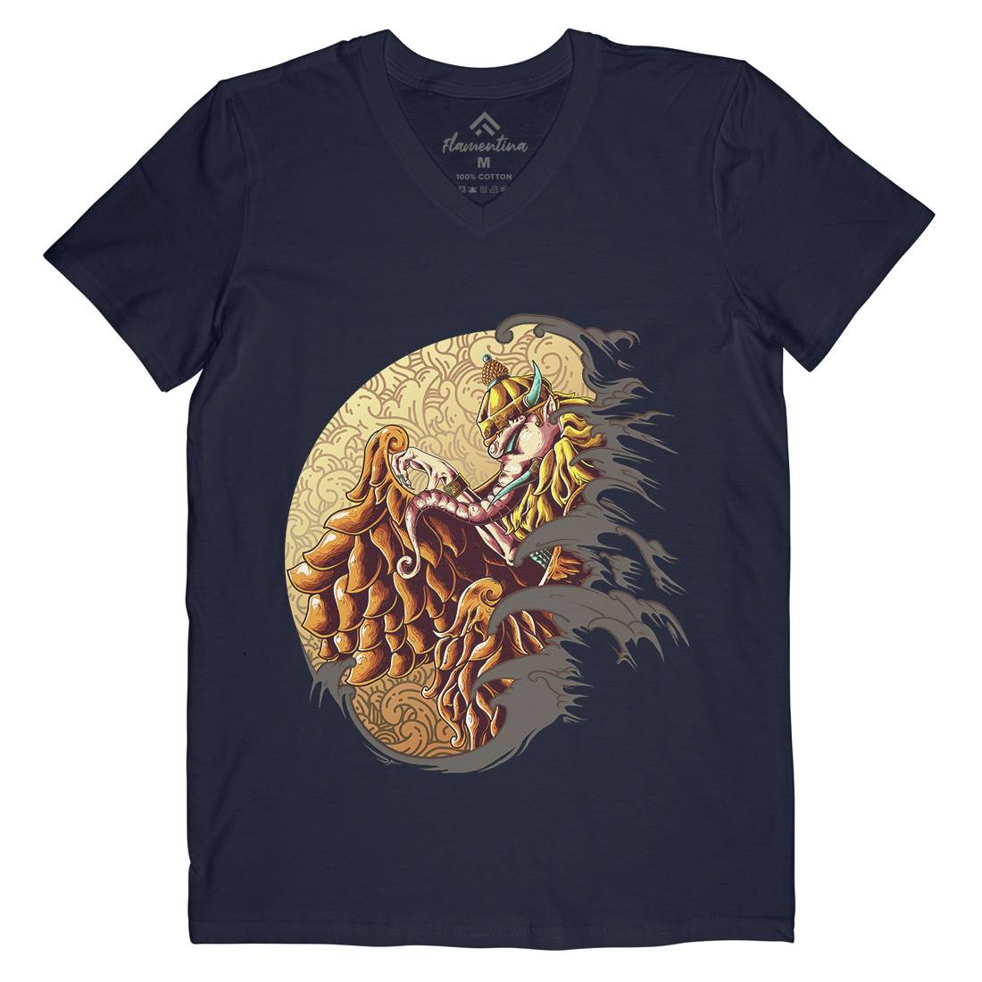 Mythical Elephant Mens V-Neck T-Shirt Asian B988