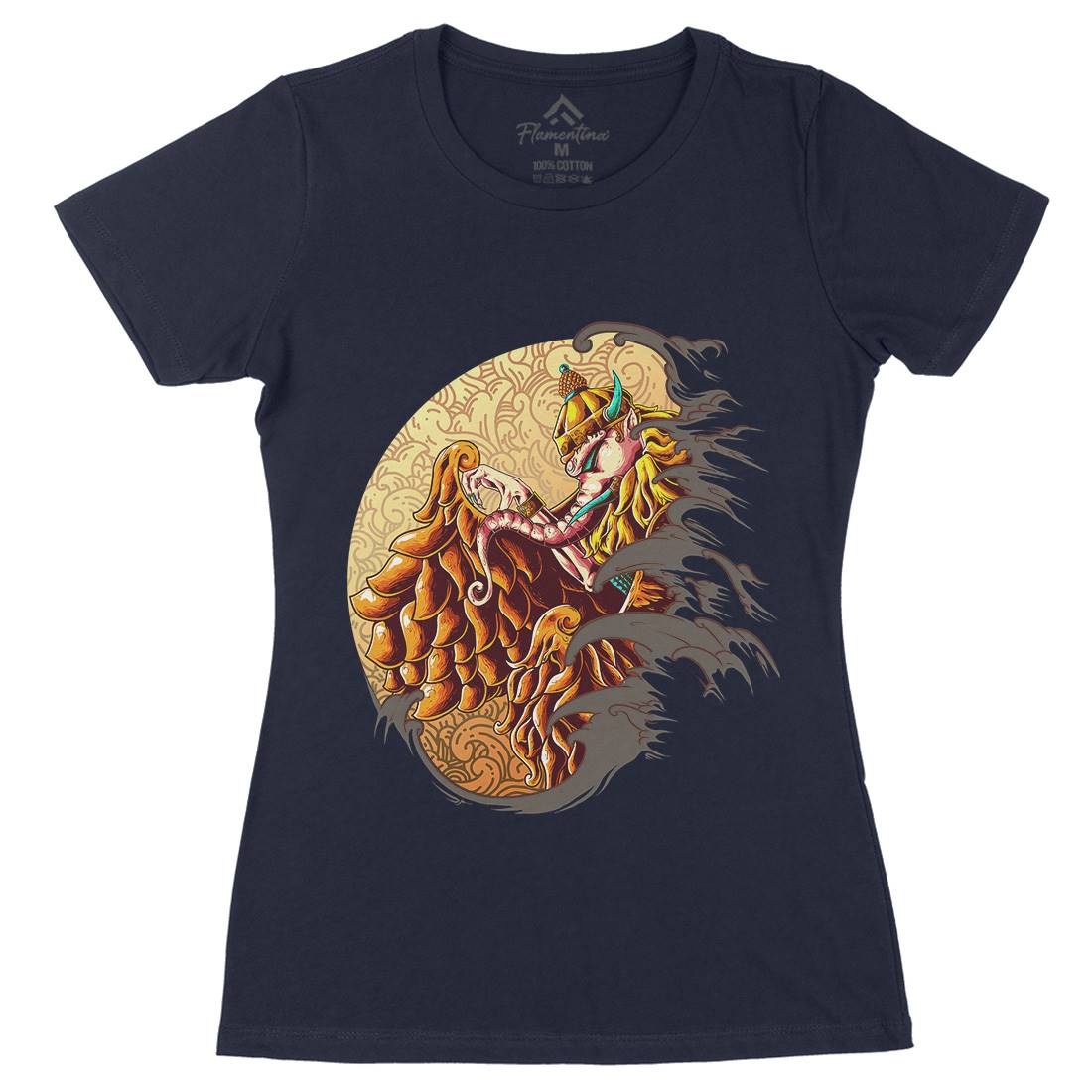 Mythical Elephant Womens Organic Crew Neck T-Shirt Asian B988