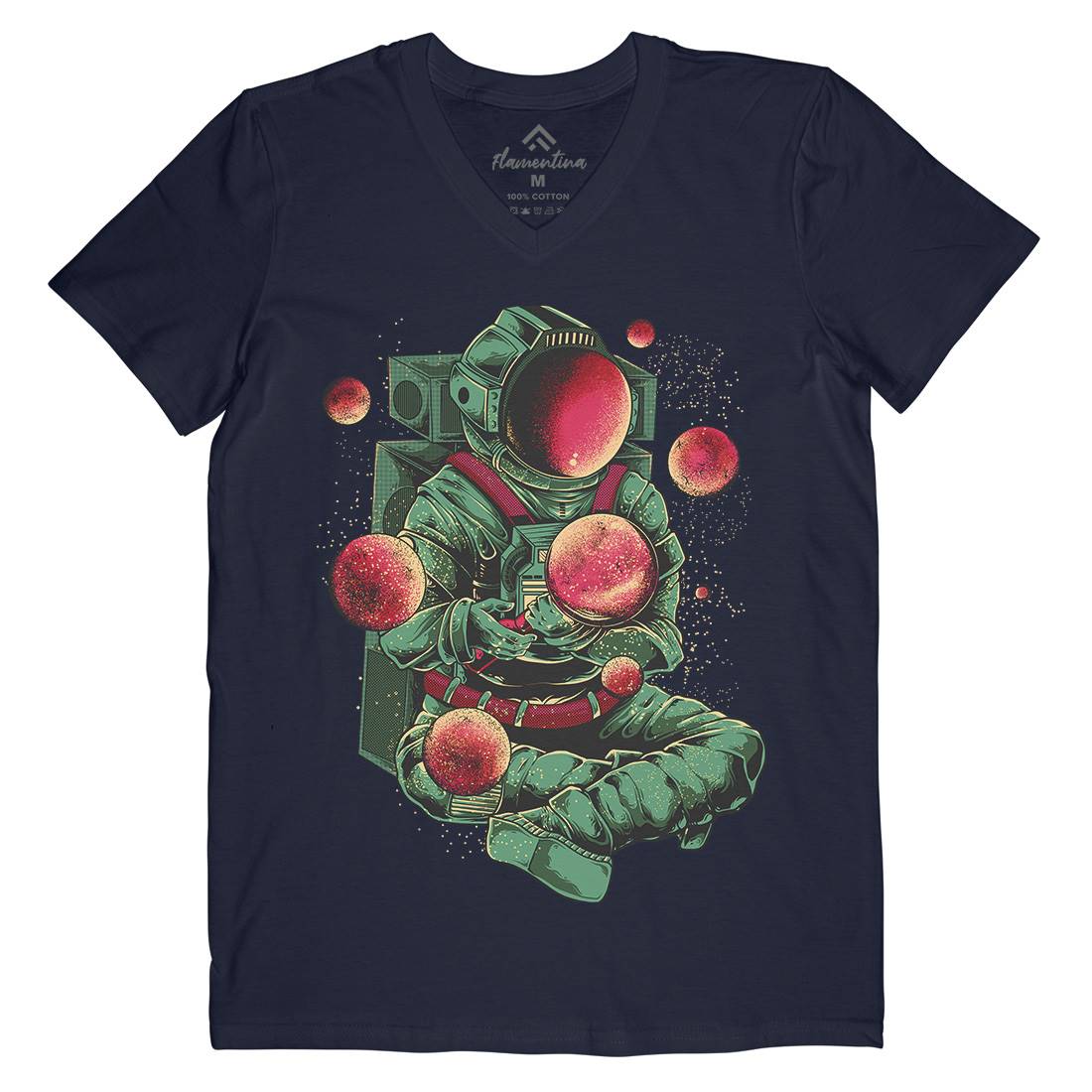 Astronaut Creator Mens Organic V-Neck T-Shirt Space B989