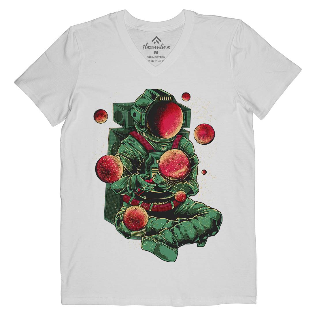 Astronaut Creator Mens Organic V-Neck T-Shirt Space B989