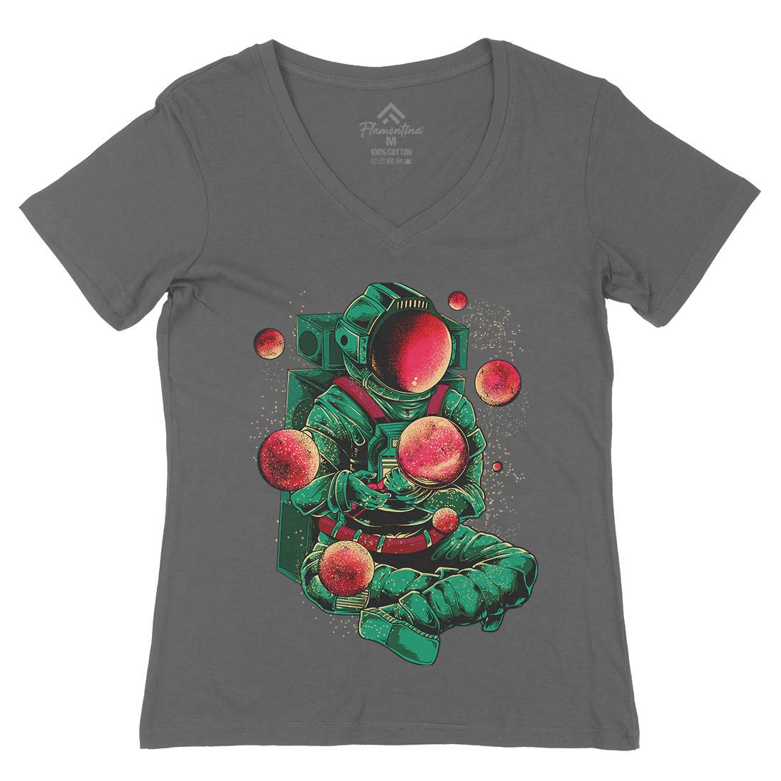 Astronaut Creator Womens Organic V-Neck T-Shirt Space B989