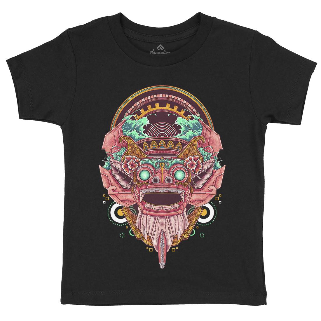 Barong Mask Kids Organic Crew Neck T-Shirt Asian B990