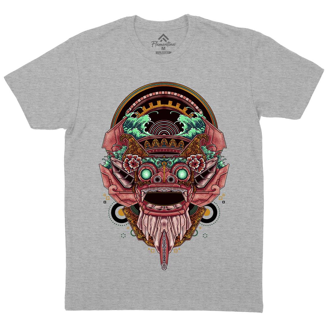 Barong Mask Mens Organic Crew Neck T-Shirt Asian B990