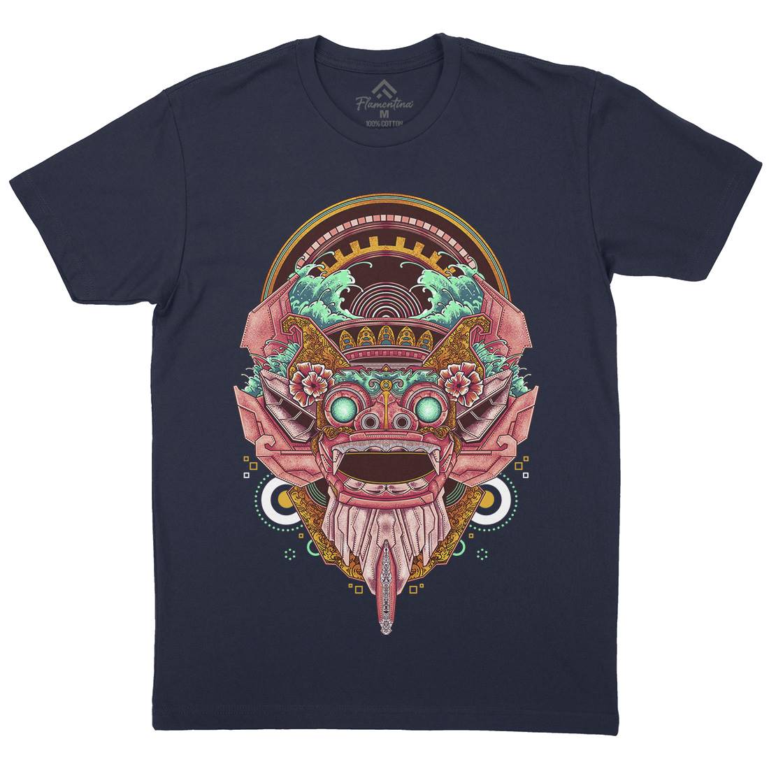Barong Mask Mens Organic Crew Neck T-Shirt Asian B990