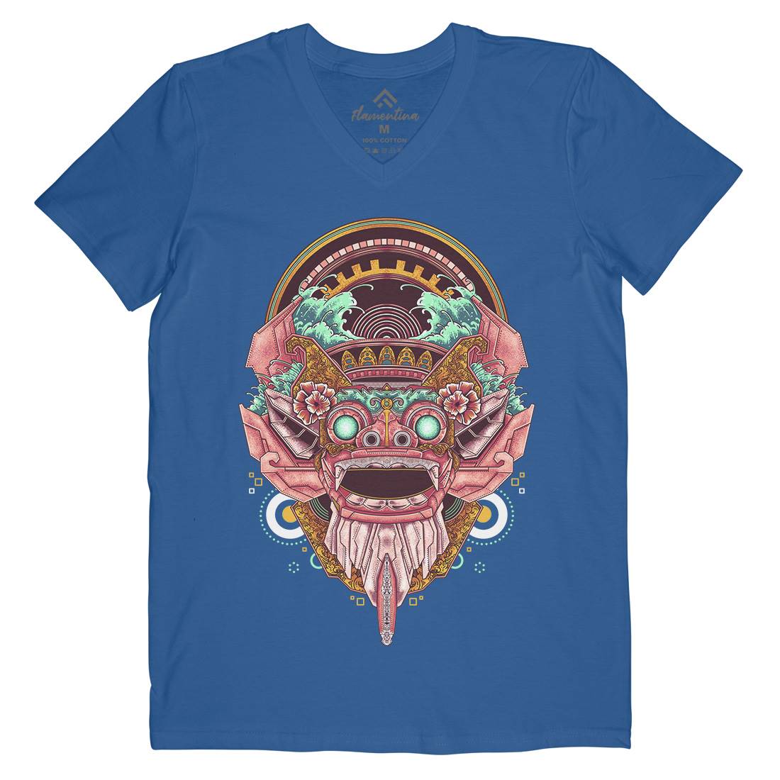 Barong Mask Mens V-Neck T-Shirt Asian B990