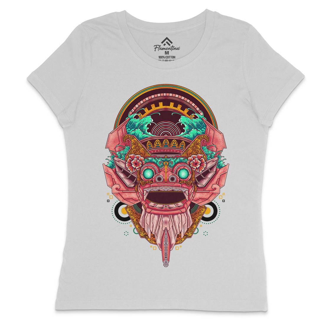 Barong Mask Womens Crew Neck T-Shirt Asian B990