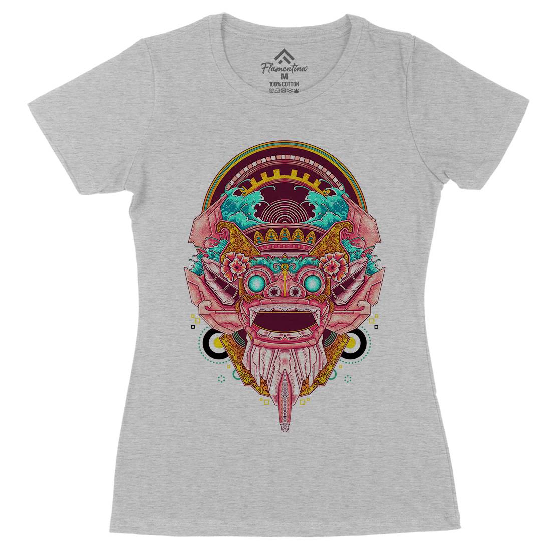 Barong Mask Womens Organic Crew Neck T-Shirt Asian B990