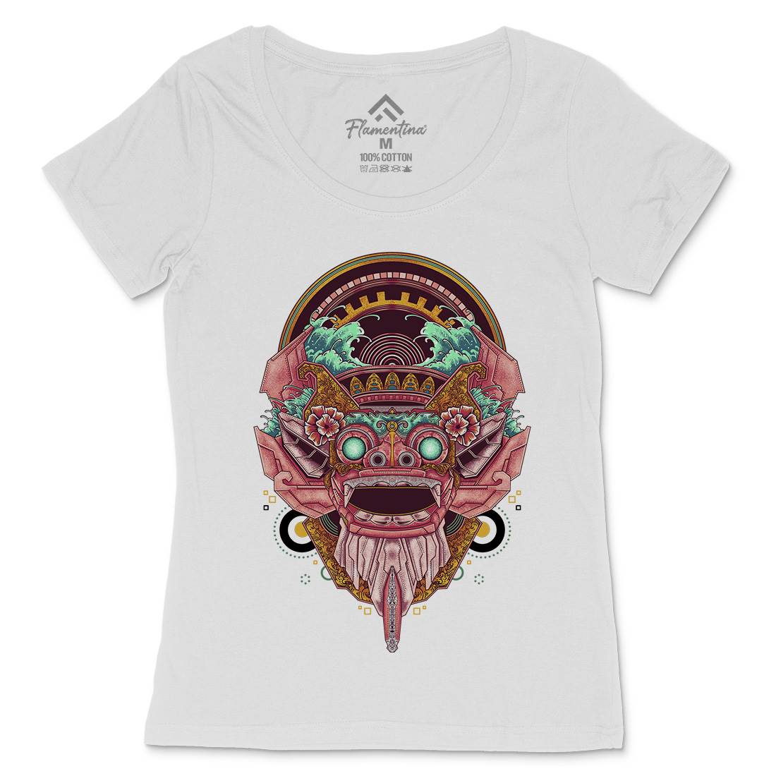 Barong Mask Womens Scoop Neck T-Shirt Asian B990