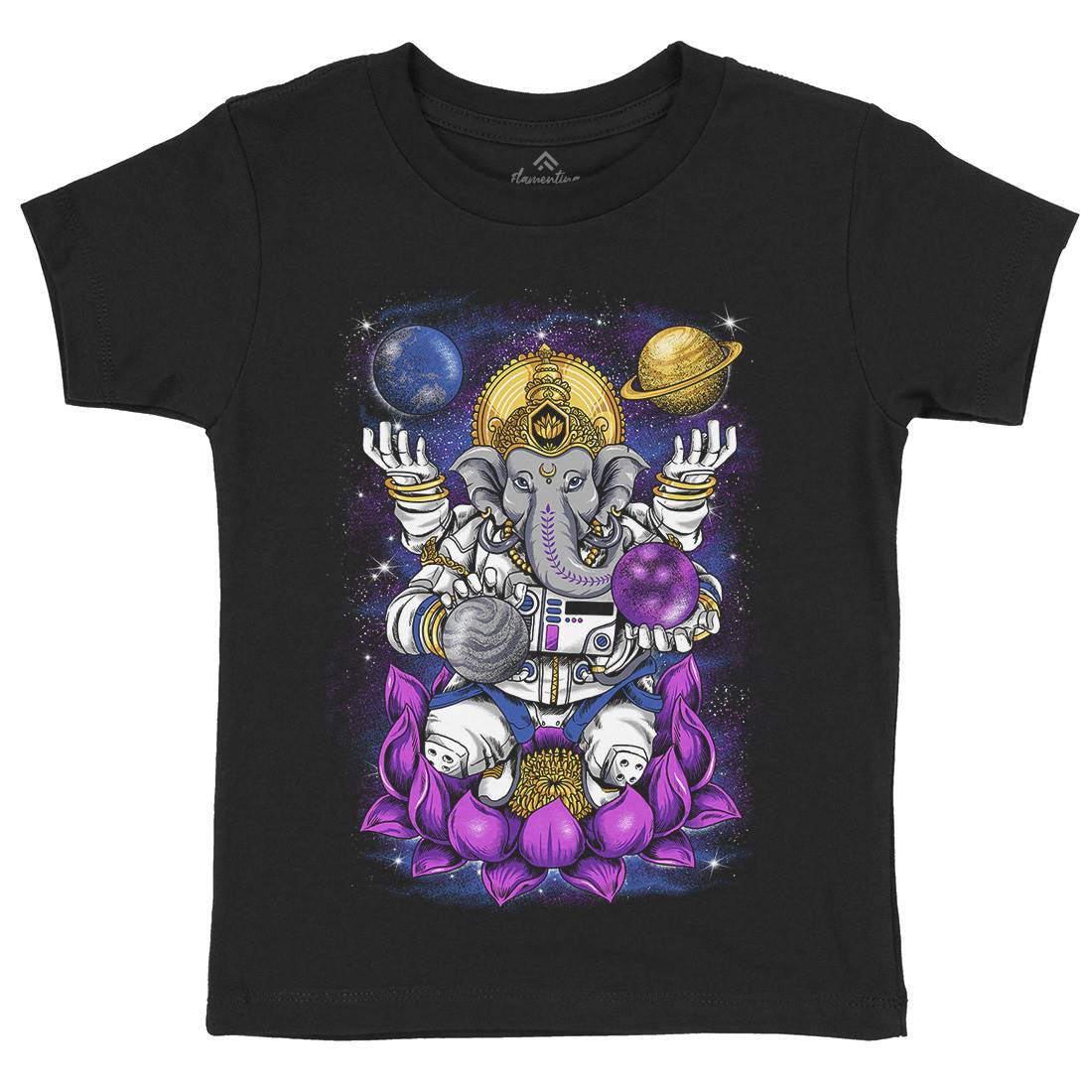 Lord Ganesha Kids Organic Crew Neck T-Shirt Asian B991