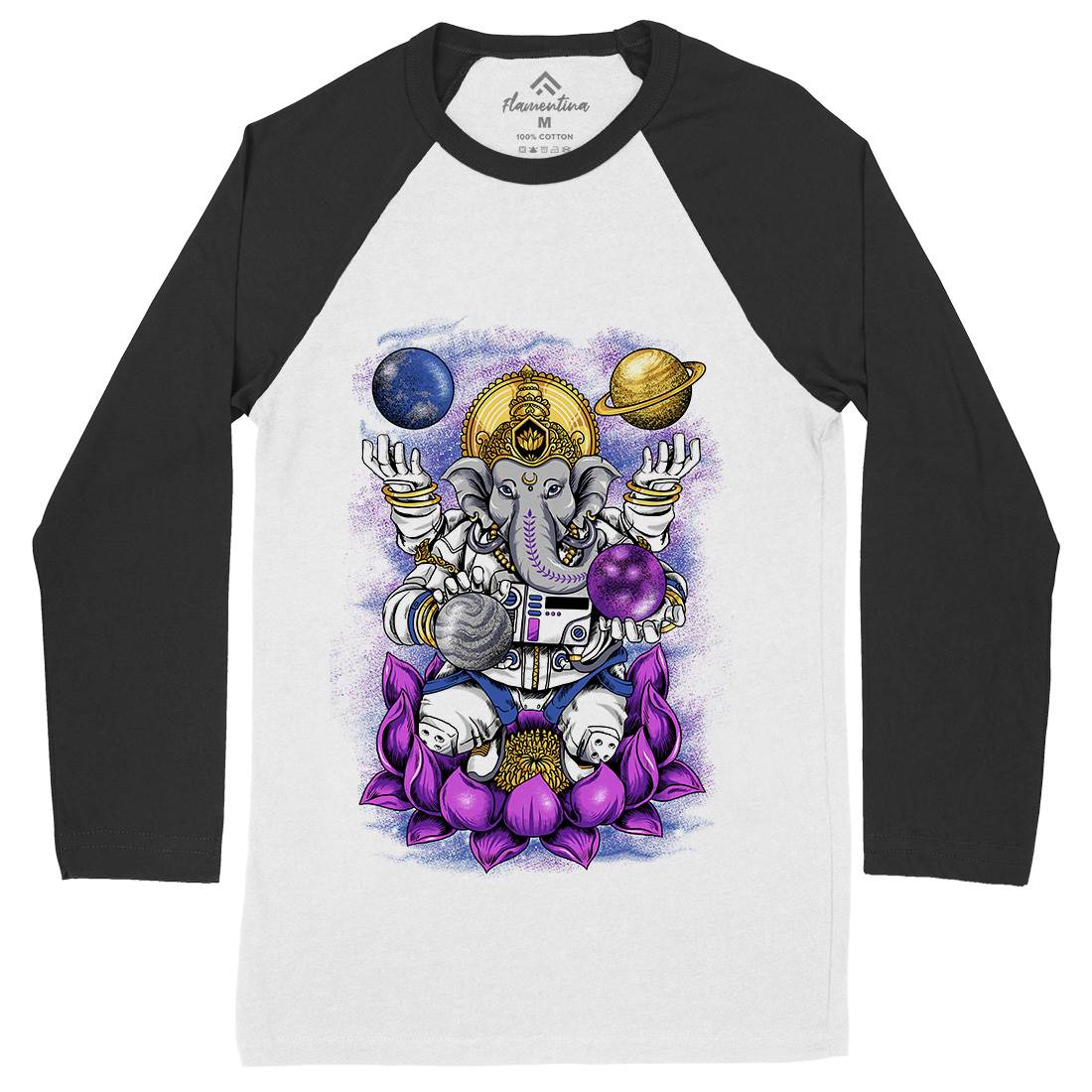 Lord Ganesha Mens Long Sleeve Baseball T-Shirt Asian B991