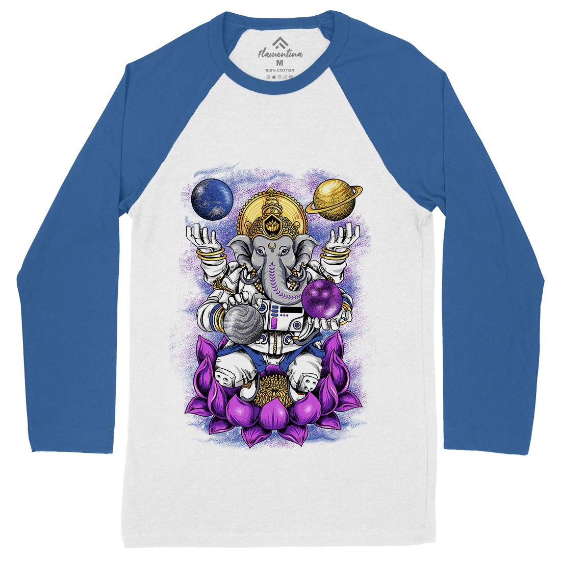 Lord Ganesha Mens Long Sleeve Baseball T-Shirt Asian B991