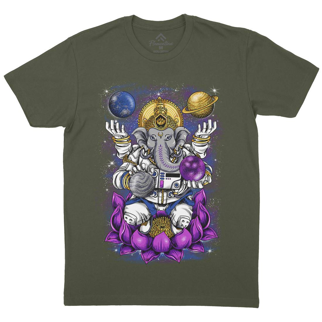 Lord Ganesha Mens Crew Neck T-Shirt Asian B991