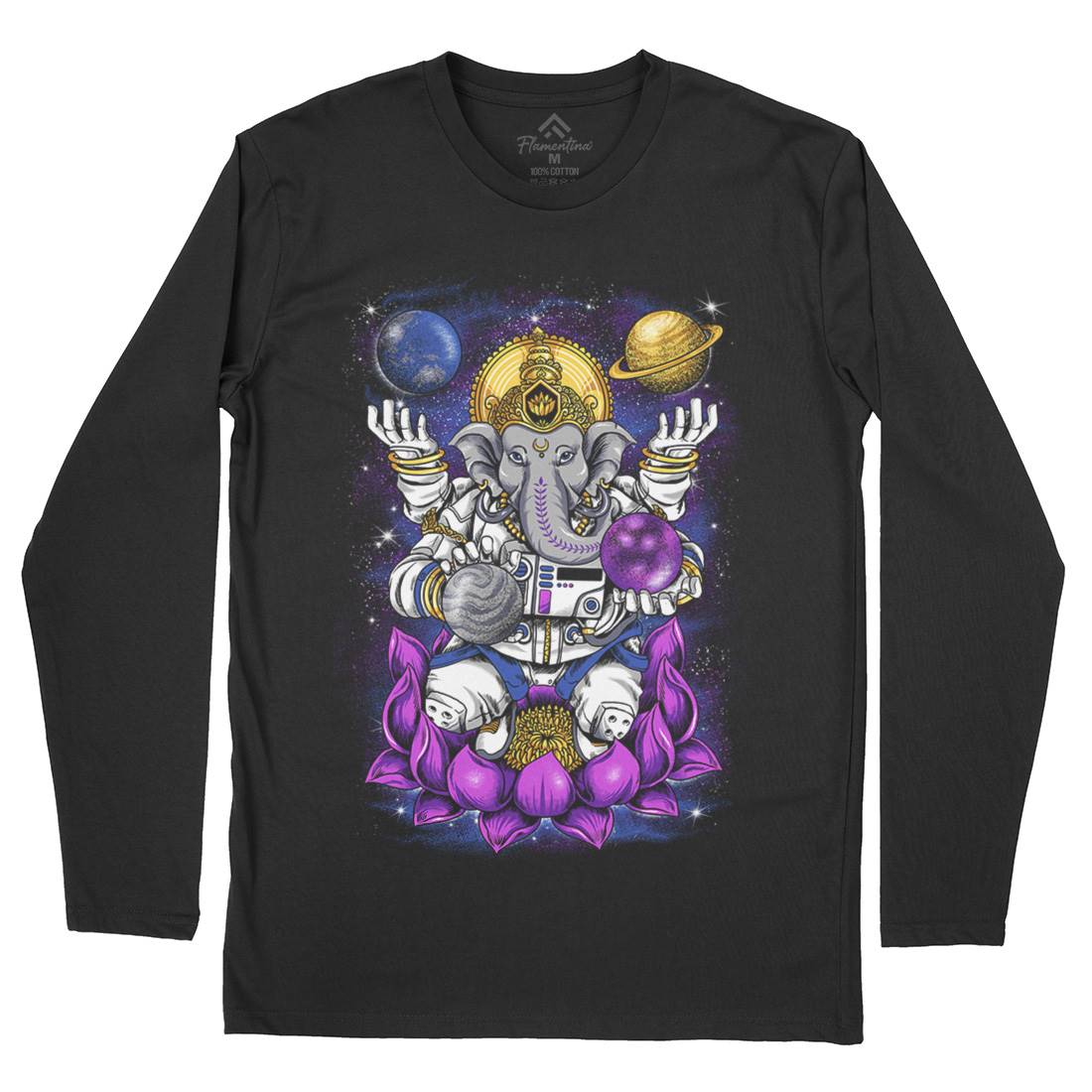 Lord Ganesha Mens Long Sleeve T-Shirt Asian B991