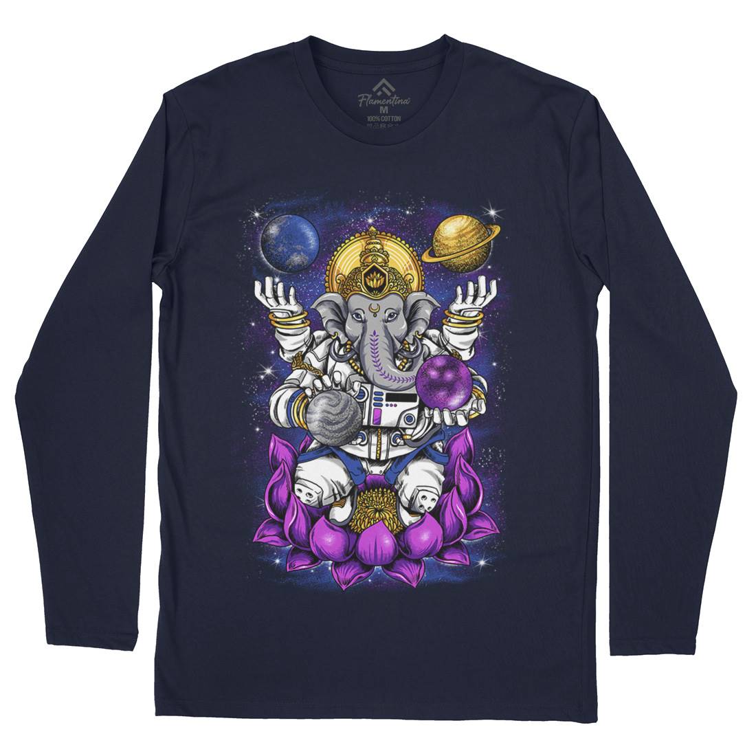 Lord Ganesha Mens Long Sleeve T-Shirt Asian B991
