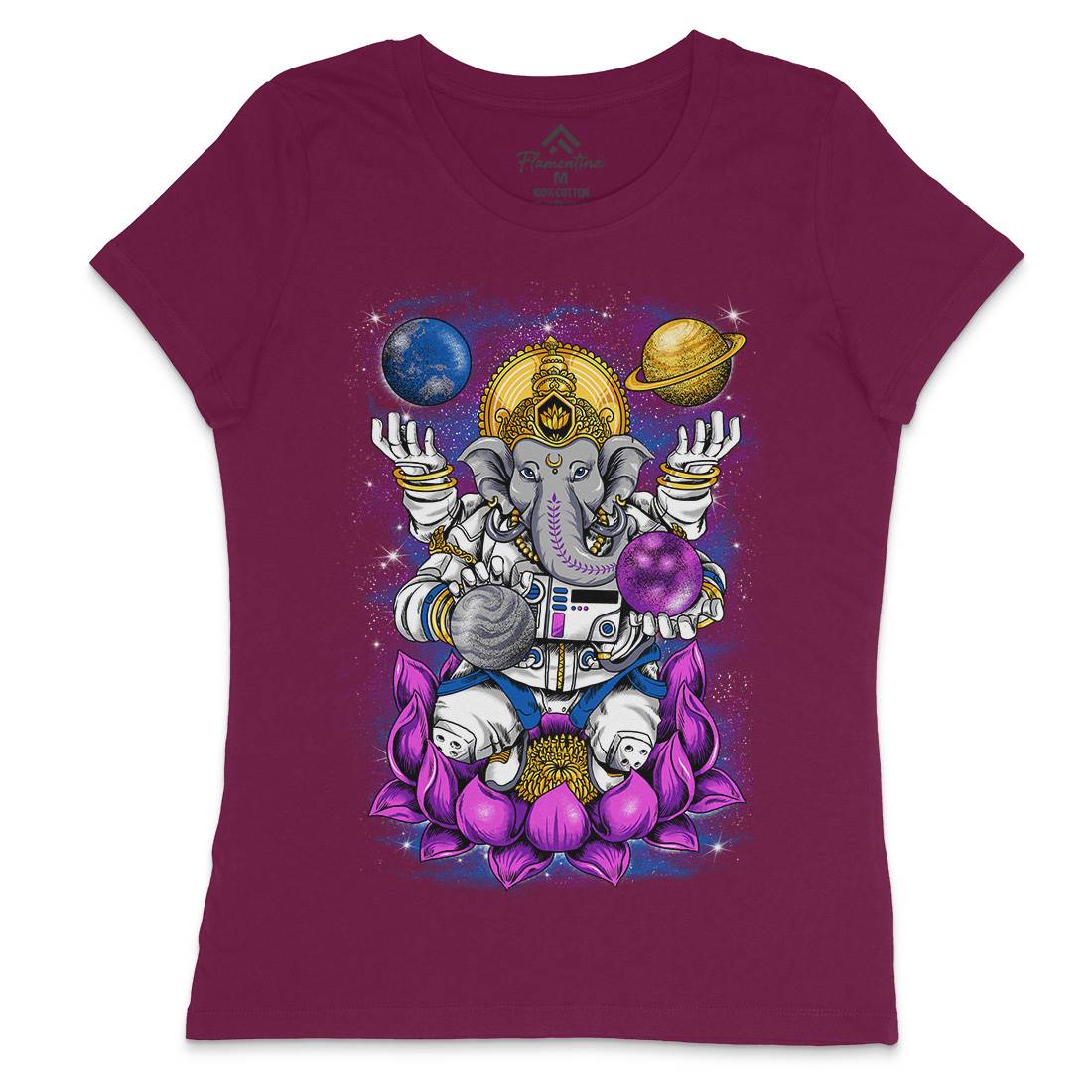 Lord Ganesha Womens Crew Neck T-Shirt Asian B991