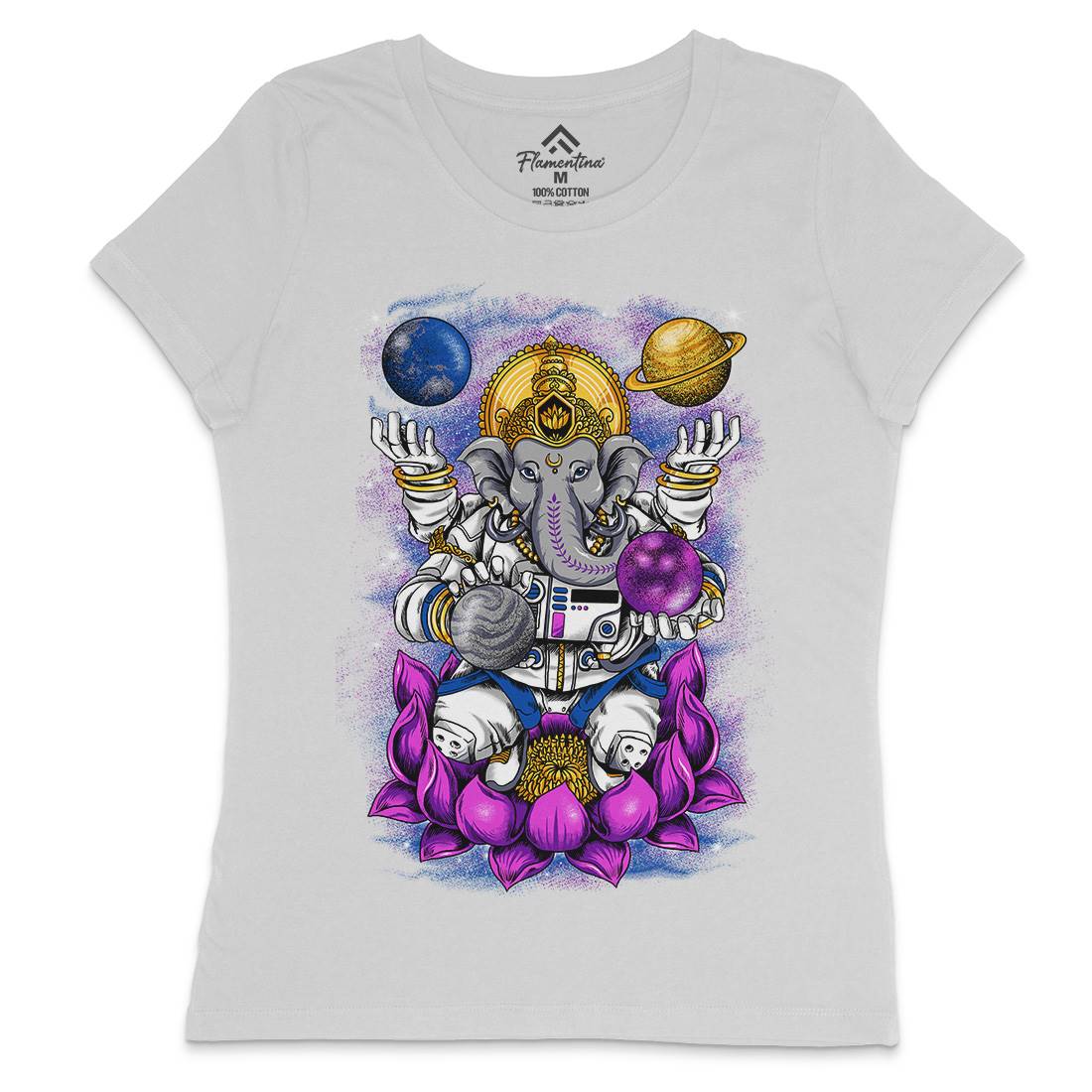 Lord Ganesha Womens Crew Neck T-Shirt Asian B991