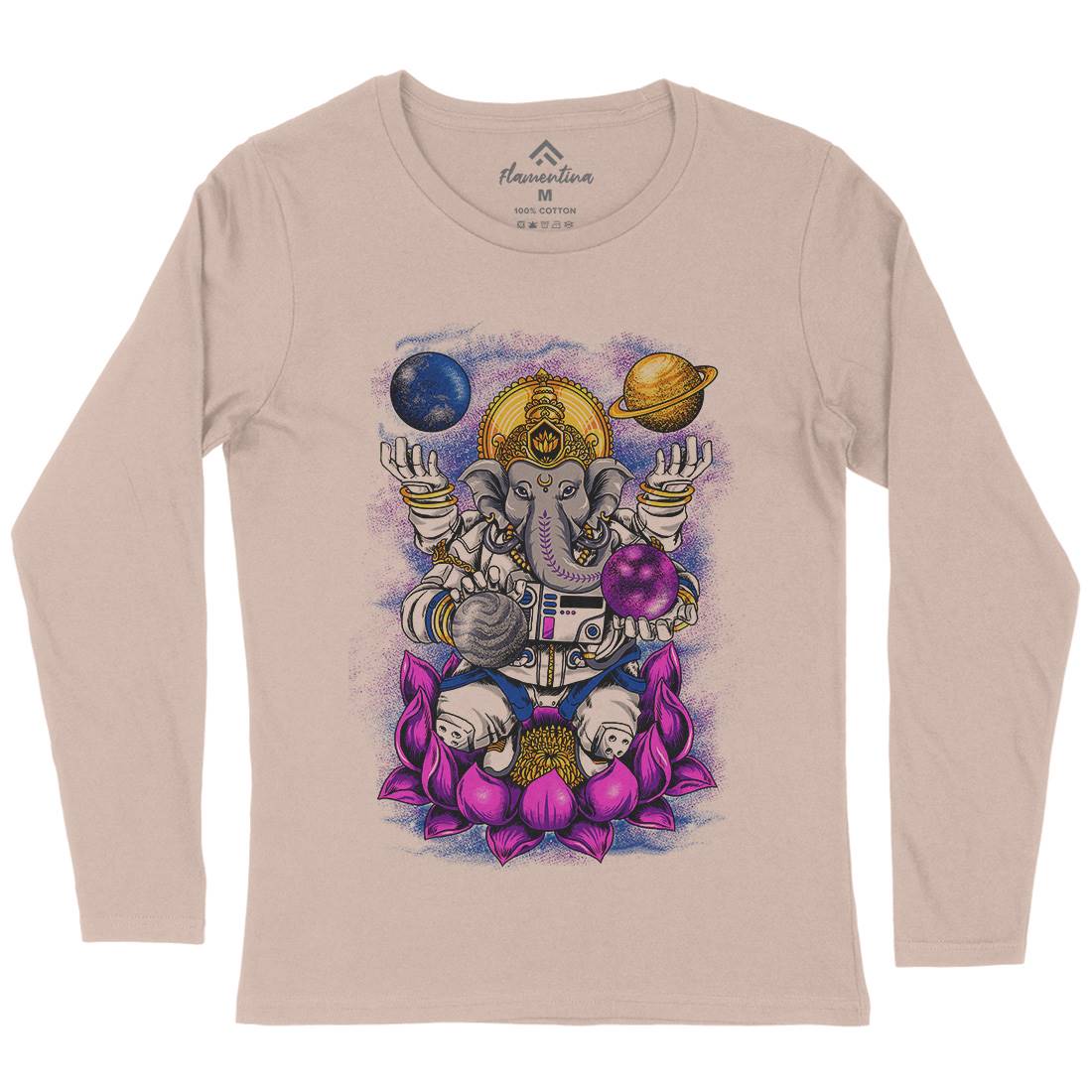 Lord Ganesha Womens Long Sleeve T-Shirt Asian B991