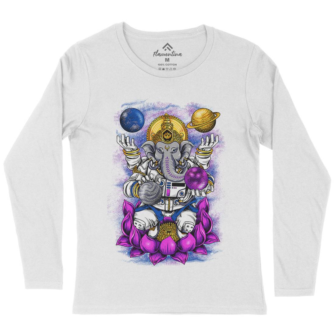 Lord Ganesha Womens Long Sleeve T-Shirt Asian B991