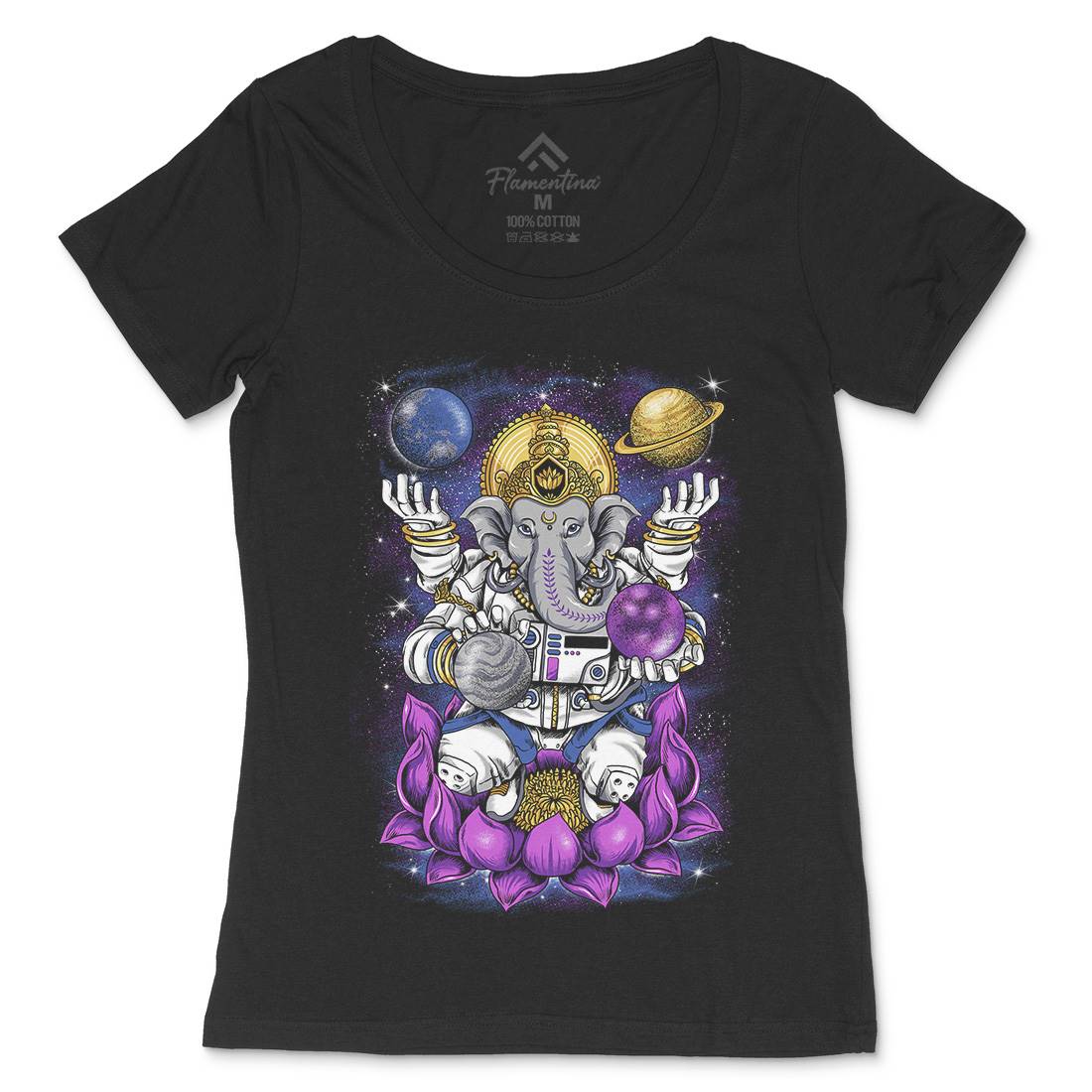 Lord Ganesha Womens Scoop Neck T-Shirt Asian B991