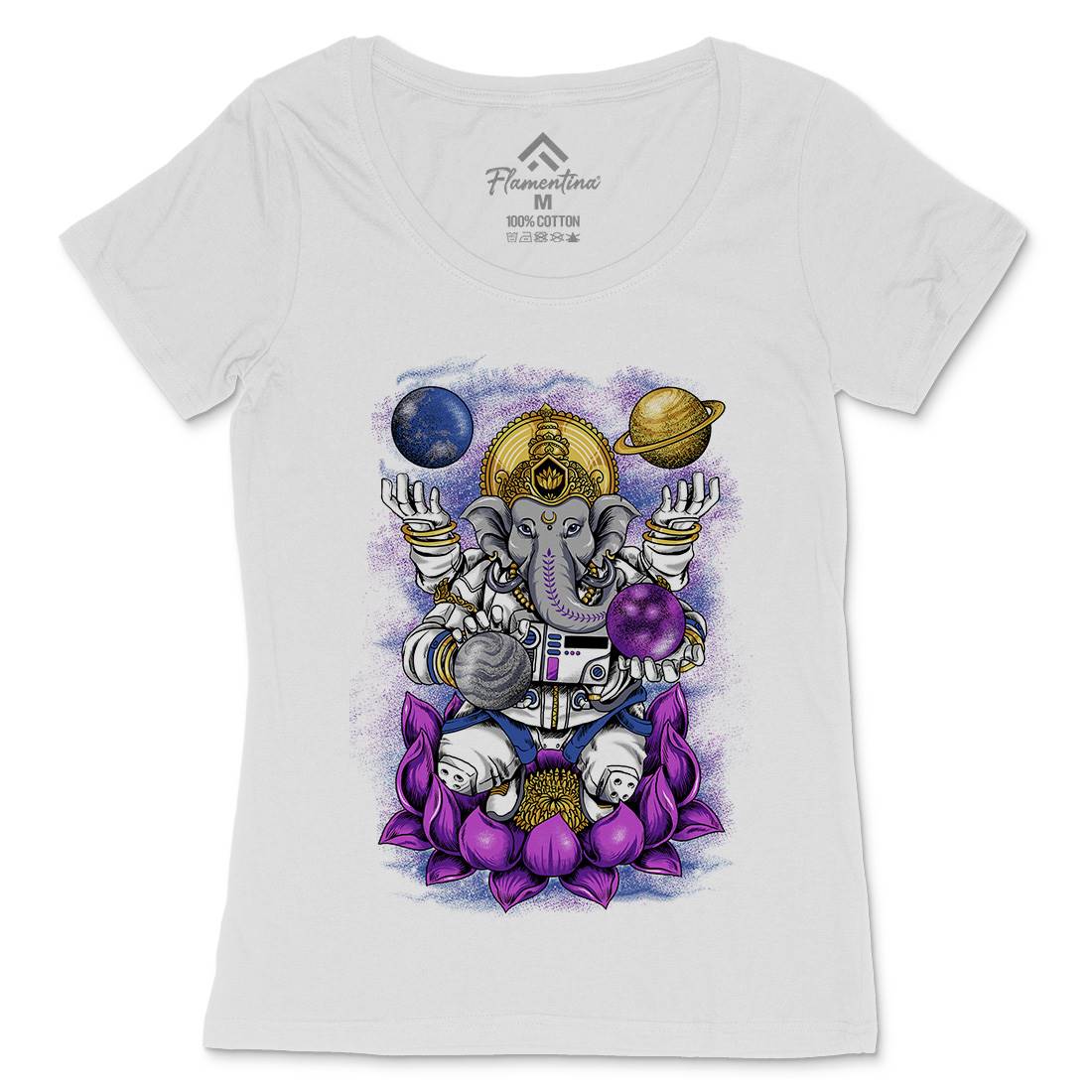 Lord Ganesha Womens Scoop Neck T-Shirt Asian B991