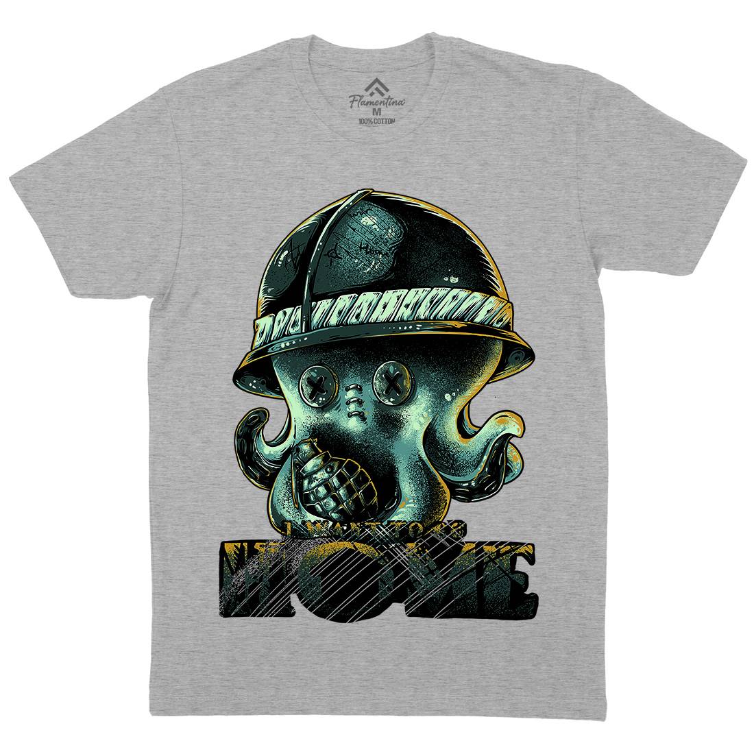 Octopus War Mens Crew Neck T-Shirt Army B993