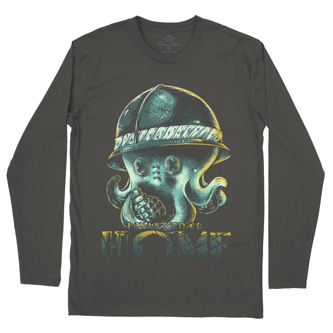 Octopus War Mens Long Sleeve T-Shirt Army B993