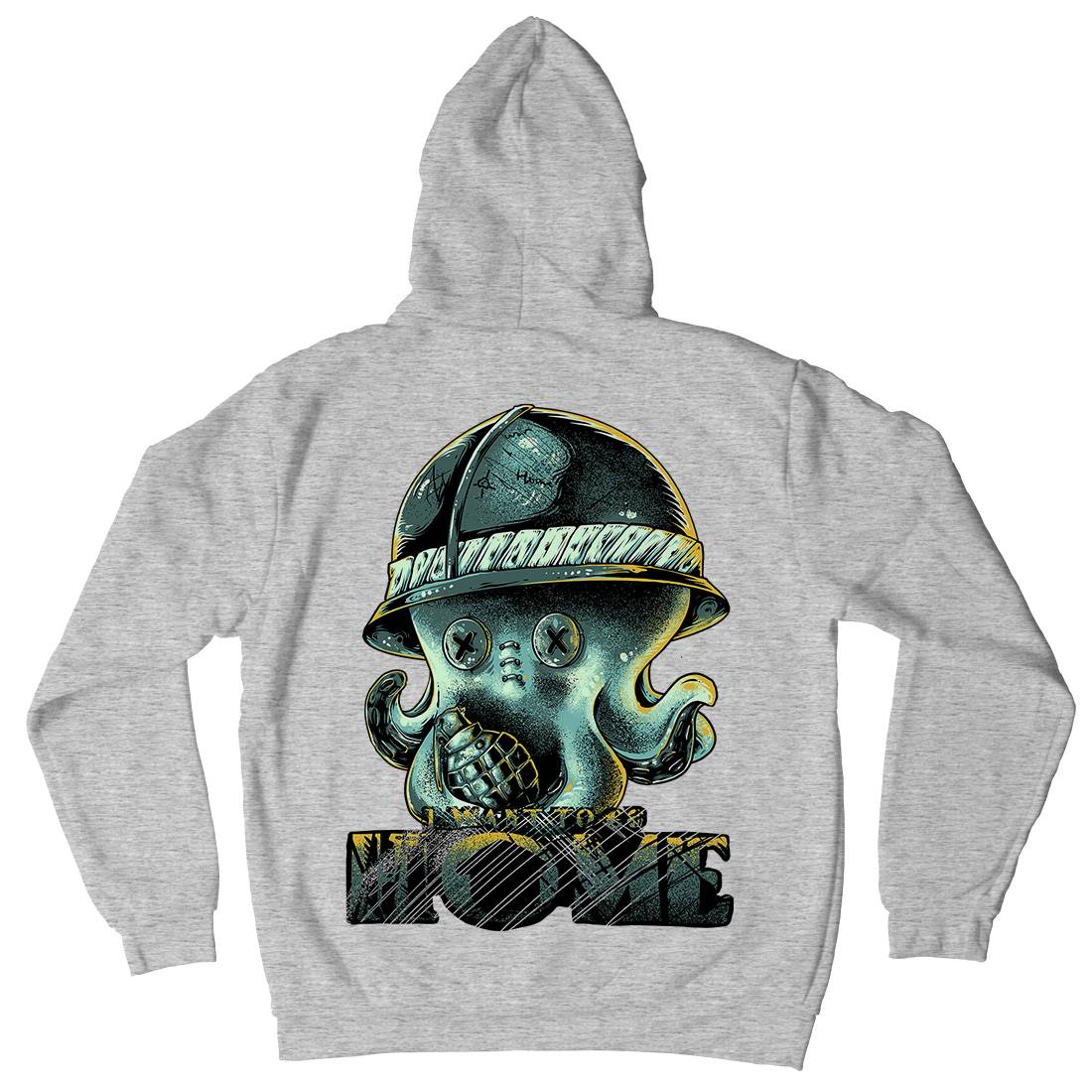 Octopus War Mens Hoodie With Pocket Army B993