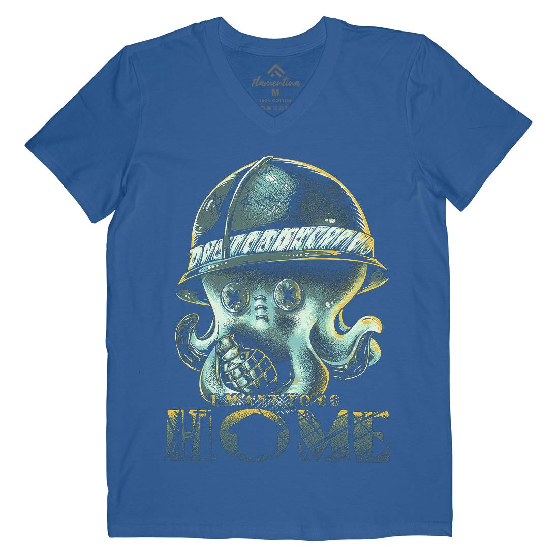 Octopus War Mens V-Neck T-Shirt Army B993