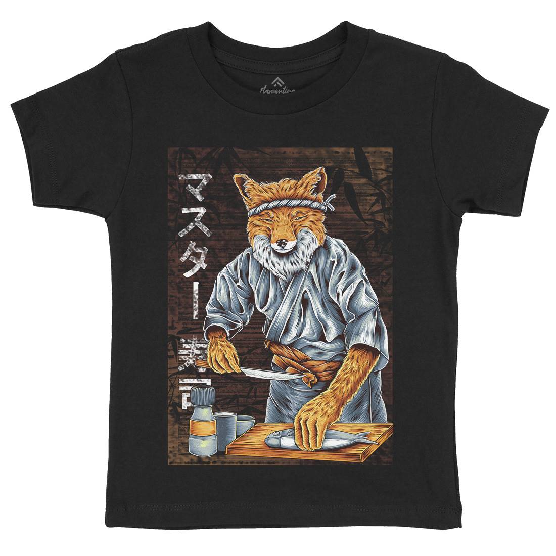Japan Fox Kids Organic Crew Neck T-Shirt Asian B994