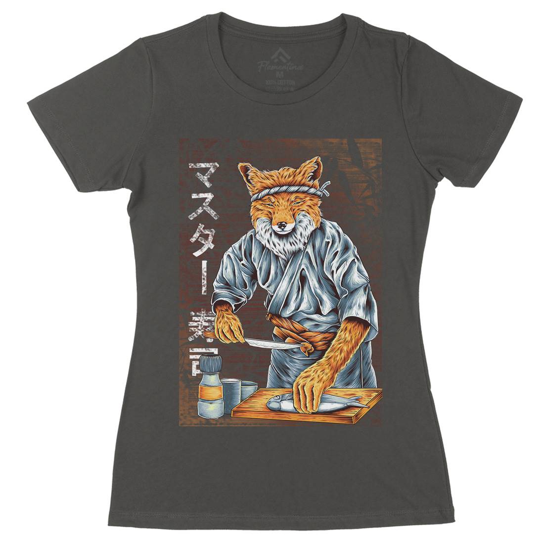 Japan Fox Womens Organic Crew Neck T-Shirt Asian B994