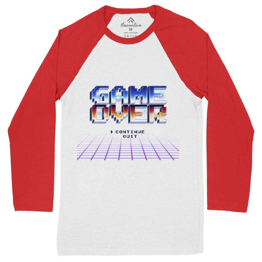 Game Over Mens Long Sleeve Baseball T-Shirt Geek B995