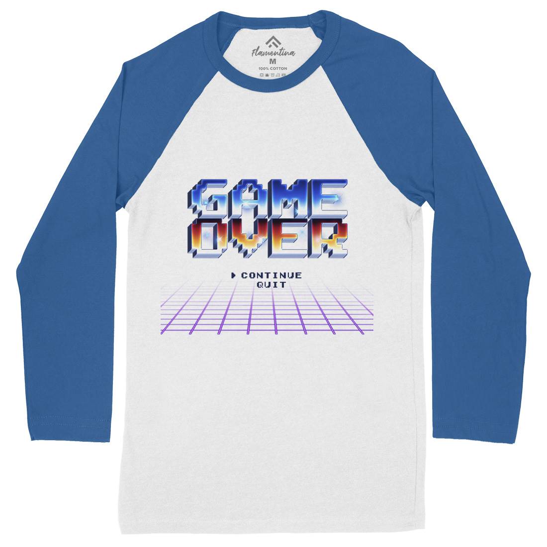 Game Over Mens Long Sleeve Baseball T-Shirt Geek B995