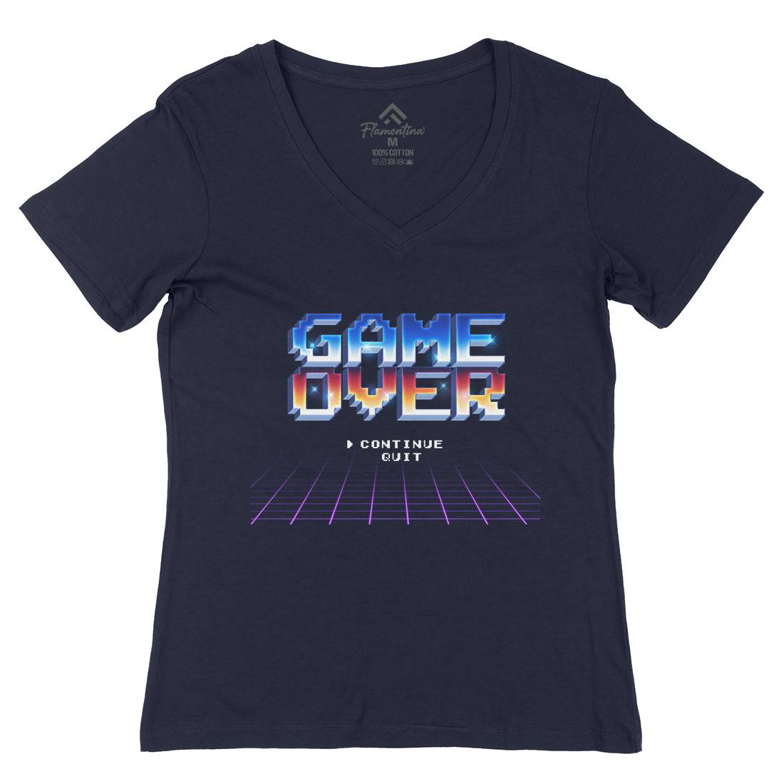 Game Over Womens Organic V-Neck T-Shirt Geek B995