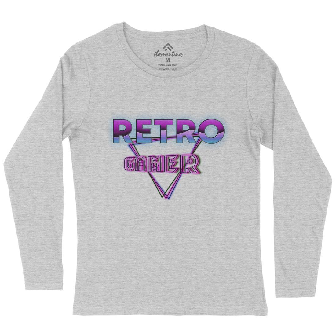Retro Gamer Womens Long Sleeve T-Shirt Geek B996