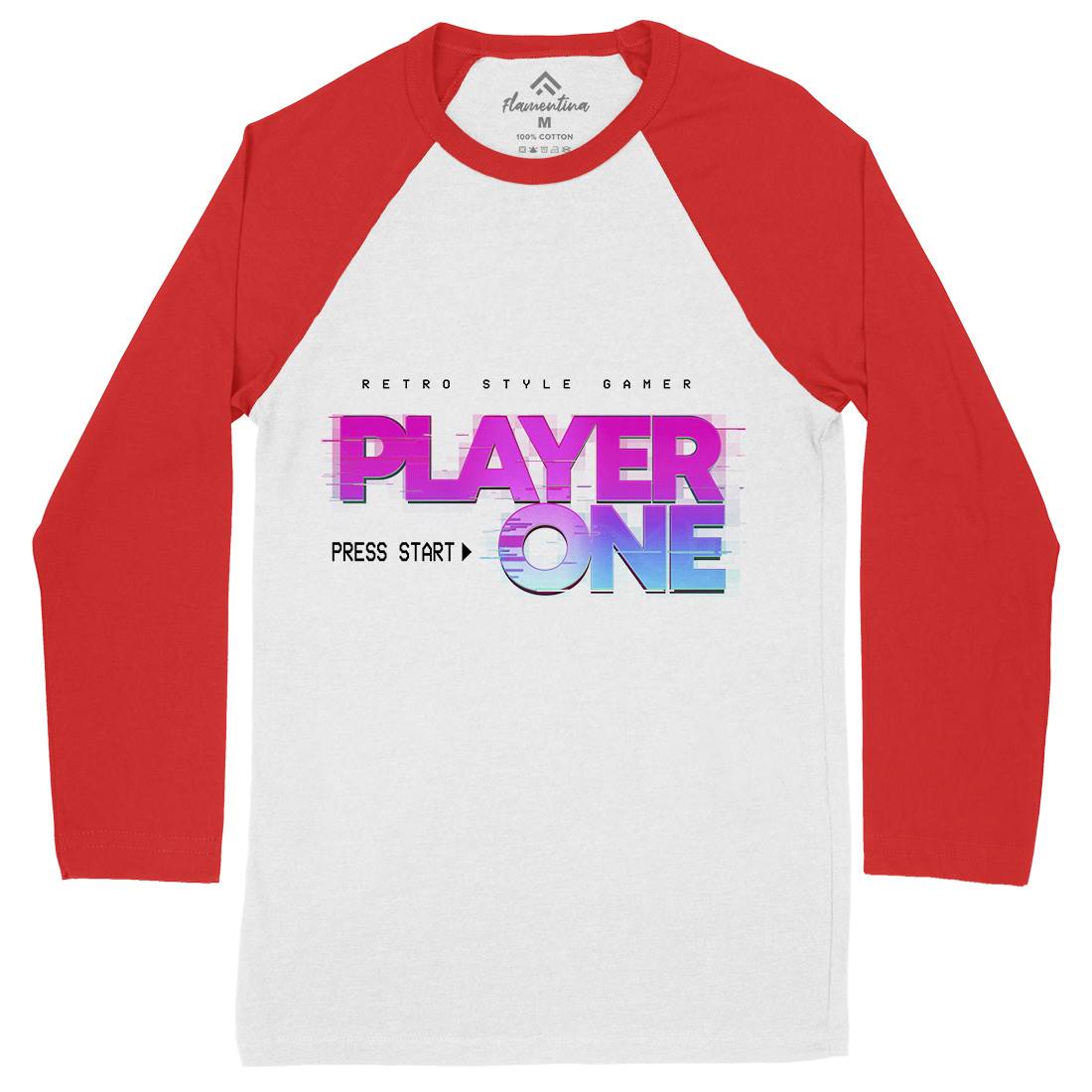 Player One Mens Long Sleeve Baseball T-Shirt Geek B997