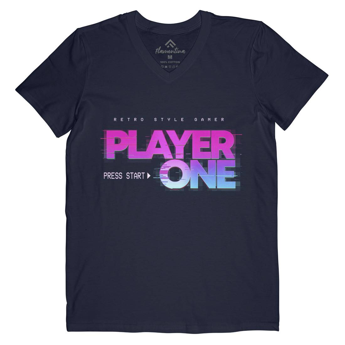 Player One Mens Organic V-Neck T-Shirt Geek B997