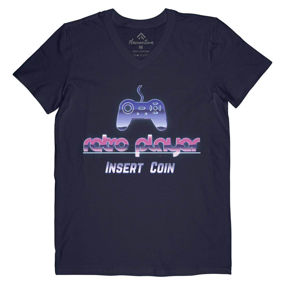 Retro Player Mens Organic V-Neck T-Shirt Geek B998