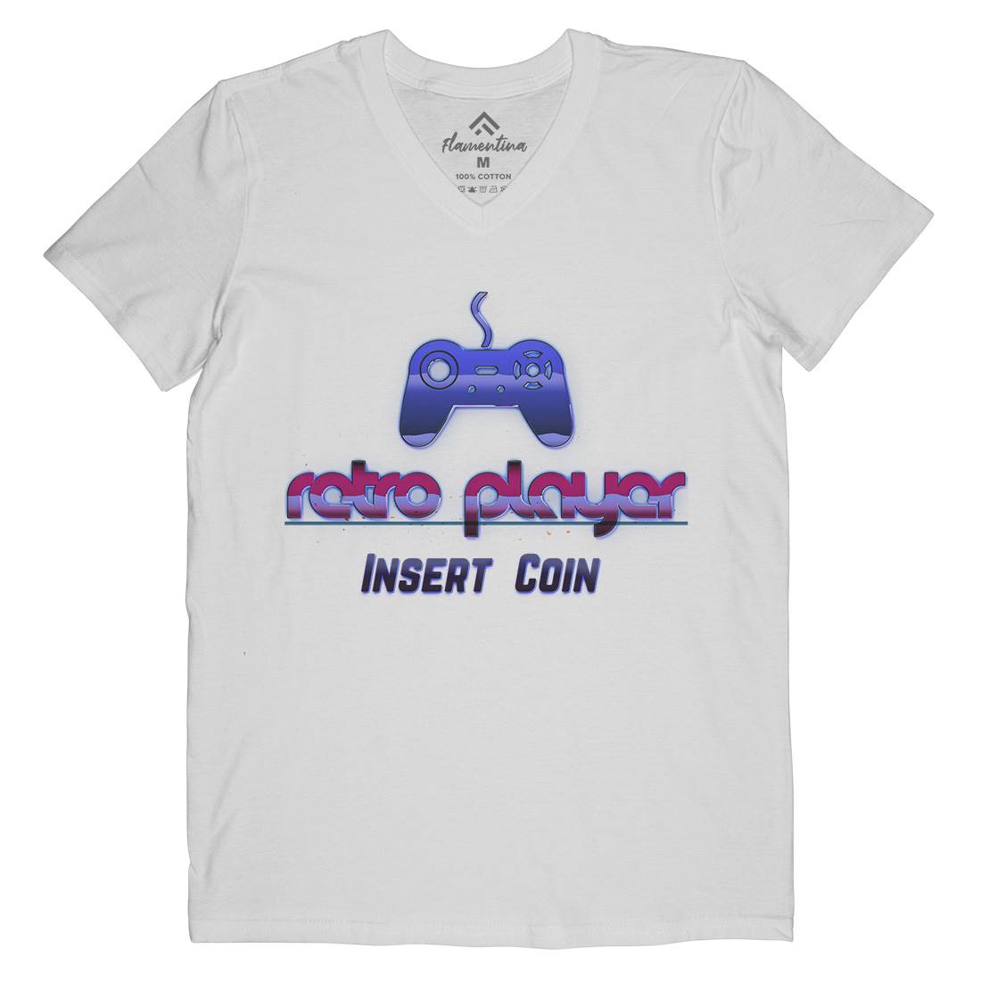 Retro Player Mens Organic V-Neck T-Shirt Geek B998
