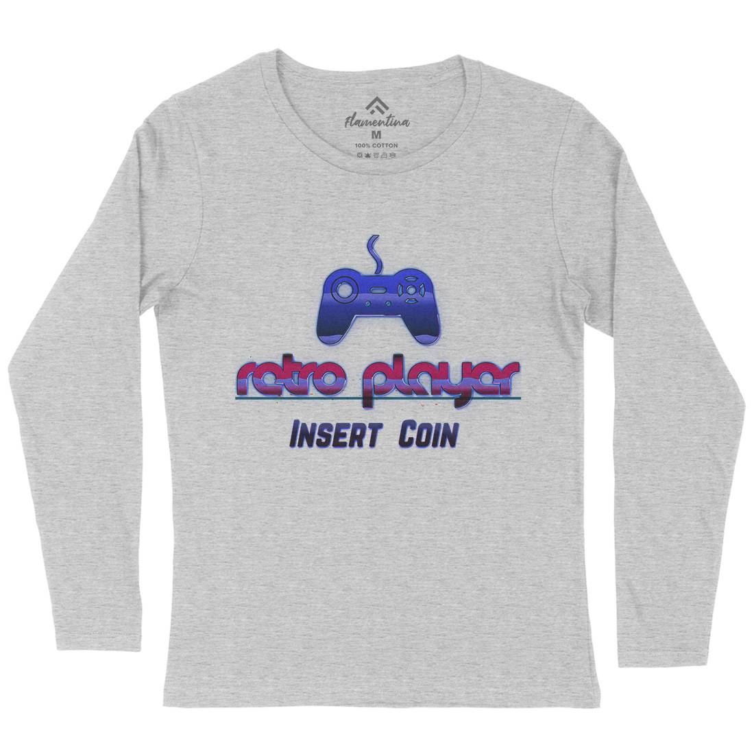 Retro Player Womens Long Sleeve T-Shirt Geek B998