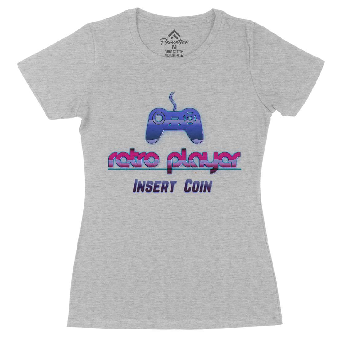 Retro Player Womens Organic Crew Neck T-Shirt Geek B998
