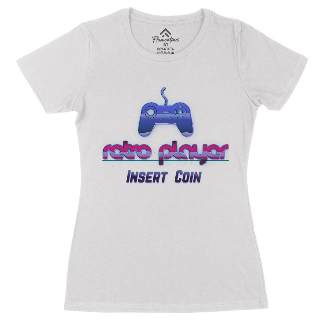 Retro Player Womens Organic Crew Neck T-Shirt Geek B998