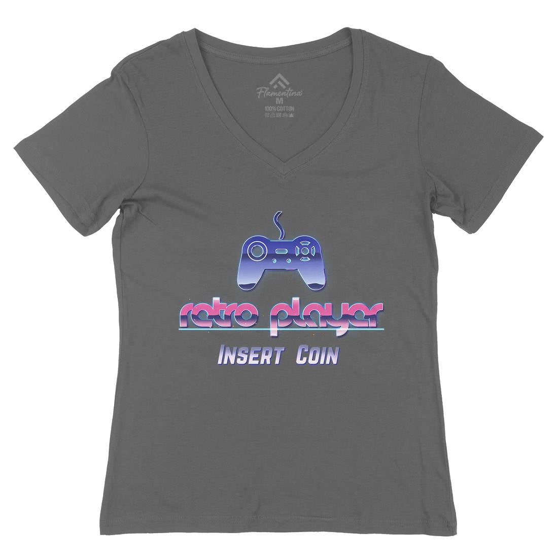 Retro Player Womens Organic V-Neck T-Shirt Geek B998