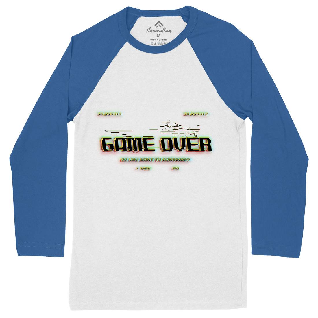 Game Over Continue Mens Long Sleeve Baseball T-Shirt Geek B999