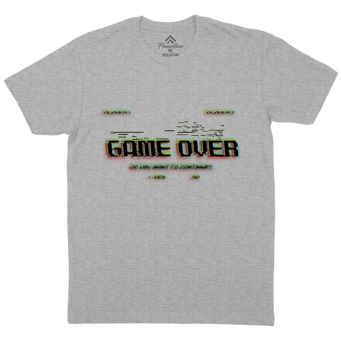 Game Over Continue Mens Organic Crew Neck T-Shirt Geek B999