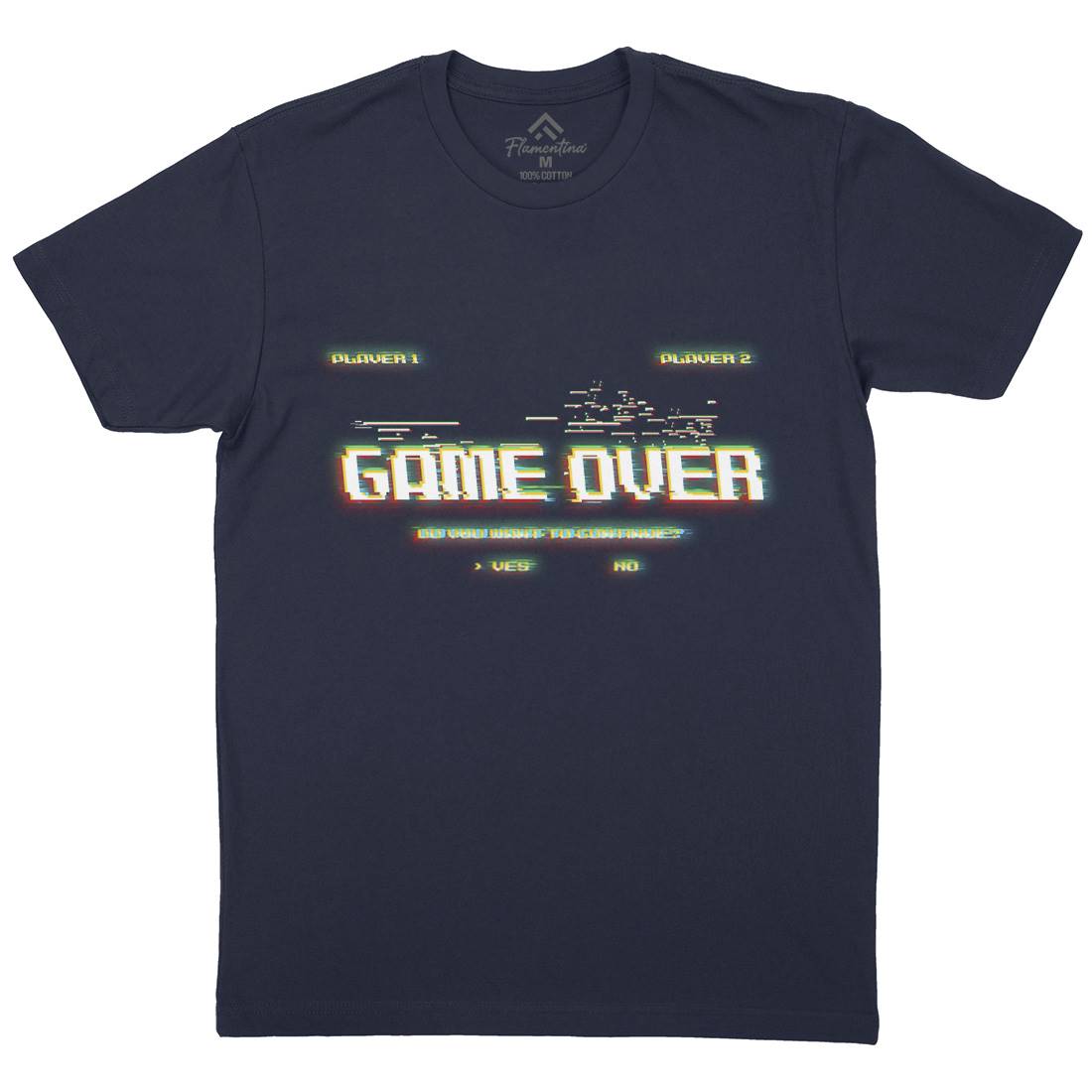 Game Over Continue Mens Organic Crew Neck T-Shirt Geek B999